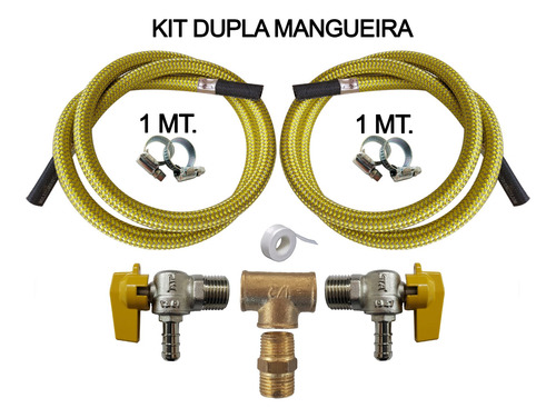 Imagem 3 de 6 de Kit Instalação Duplo Gás Encanado Mangueira 1,0 Mt Aço Inox