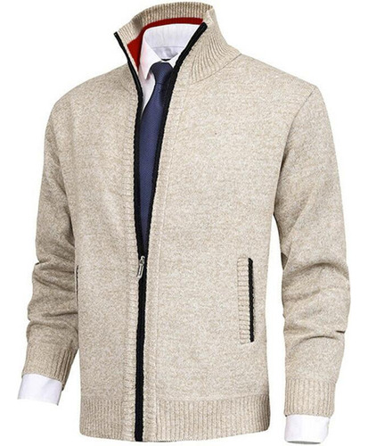 Chaqueta Tipo Cárdigan Informal Con Cuello Alto Para Hombre