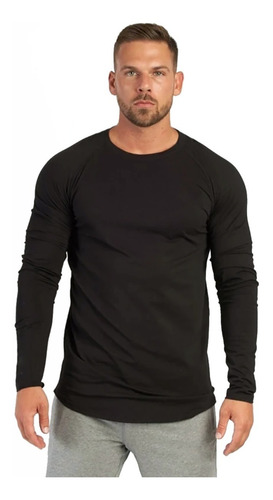 Imagen 7 de 8 de Remera Entallada Hombre Manga Ranglan Larga Algodón Jersey Premiun A15