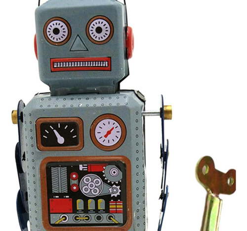 Juguete De Hojalata De Cuerda, Robot Que Camina, Juguete De