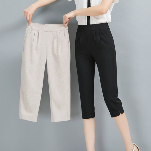 Pantalones Capri Pants De Lino Y Algodón Para Mujer