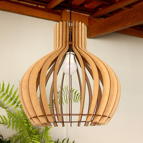 Imagem 4 de 6 de Luminaria Pendente Decoração Casa Mdf