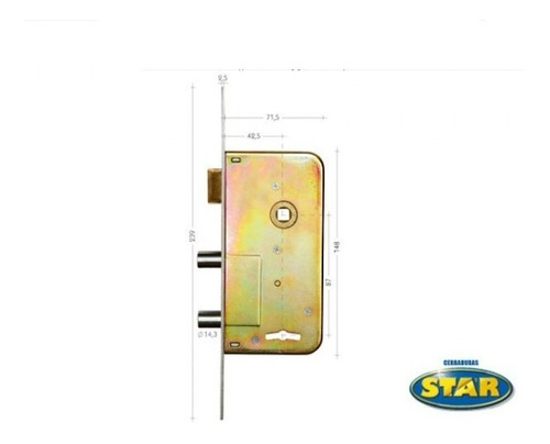 Imagen 3 de 3 de Cerradura Seguridad Star 101 Doble Perno Tipo Kallay 4000