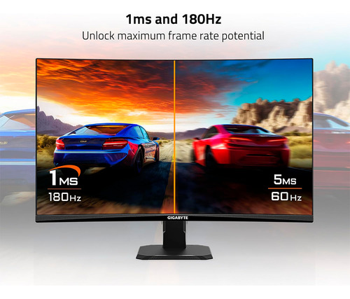 Monitor Gigabyte Gamer Gs27fc 27 Fhd 180hz 1ms Curvo Black Black