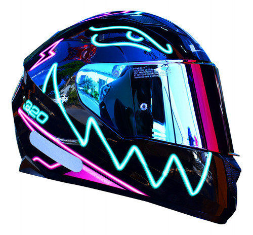 Capacete Feminino Ls2 Ff320 Neon Rosa Fechado Óculos Solar Cor Preto Rosa Brilho Tamanho do capacete 60