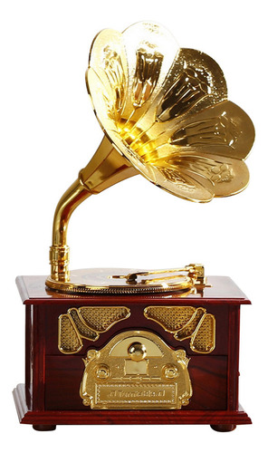Caja De Música Clásica Antigua Con Gramófono Para Decoración