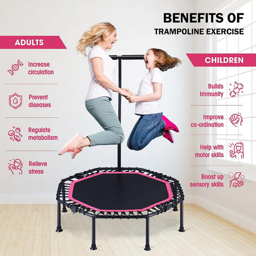 Trampolín Brincolín Aeróbico Fitness Con Mango Ajustable48in