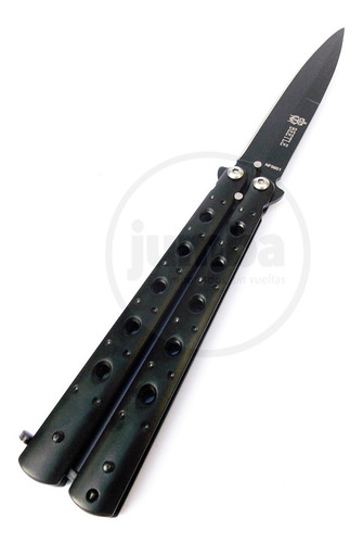 Navaja Mariposa Beettle Balisong Negra Acero Inox Metal