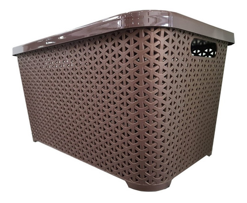 Canastos Organizador Plastico Apilable Rattan Chico C/ Tapa Colombraro