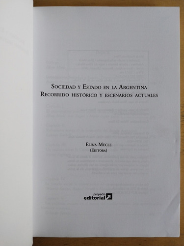 Sociedad Y Estado En La Argentina - Mecle Armiñana (i4) (Usado)