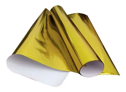 Papel adhesivo de vinilo metalizado dorado brillante de 5 metros, color dorado metalizado