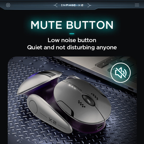 Inphic X2 Mouse Gamer Inalámbrico Silencioso Tres Modos Rgb