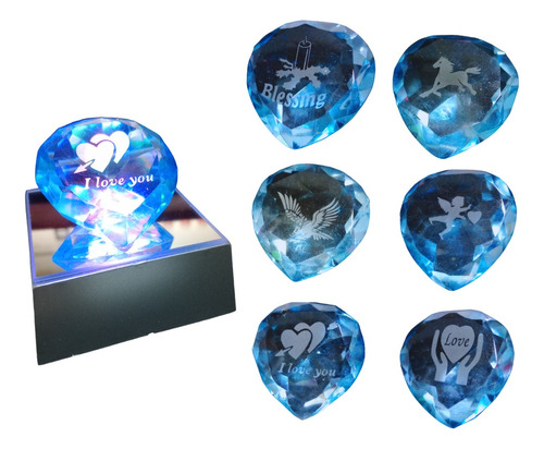 X10 Cristal Forma Corazon Base Luz Souvenir Decoracion 