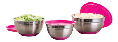 Set 3 Bowls Inox Betterware Bowls Acero Inoxidable Con Tapa