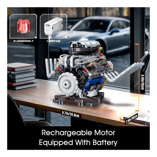 Kit De Modelo De Motor Bricxor V8 Que Funciona, Controlado E