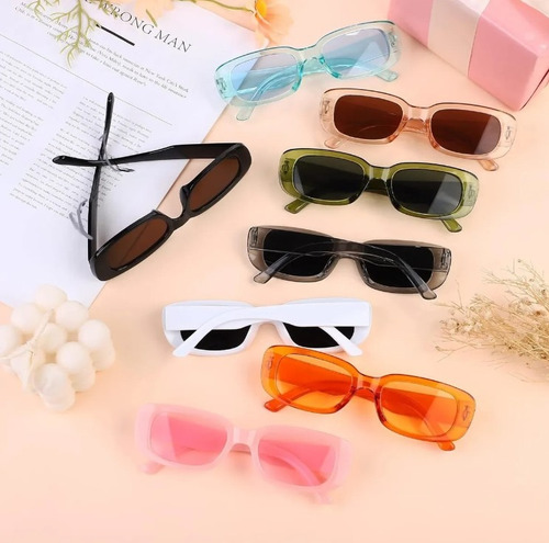 5 Piezas Lentes De Sol Para Mujer Hombre Dama Gafas Rectangular Vintage Variado Direfentes