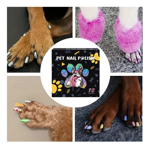 Esmalte De Uñas Para Perros 12 Colores Esmalte No Tóxico Par