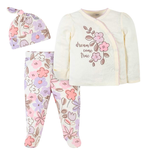 Set 3 Piezas Conjunto Bébe Buzo Poleron 0 A 6 Meses Pijama