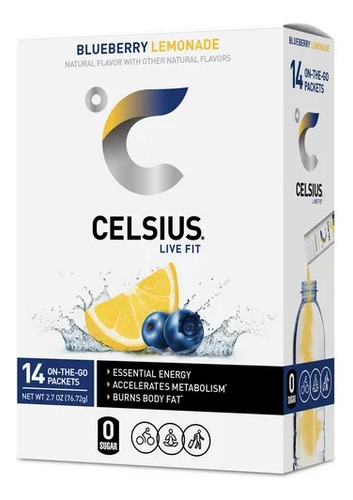 Celsius Limonada Y Arándanos 14 Pack Sin Azúcar Sabor