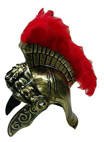 Casco De Gladiador Con Pluma Roja Estilo Romano Y Griego Tal