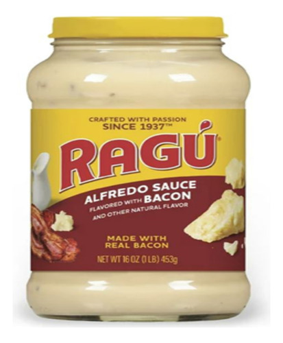 Salsa Para Pasta Alfredo Con Tocino Ragu 453 Grs