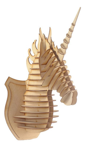 Imagen 8 de 10 de Cabeza Unicornio Mdf Cabeza De Animal Trofeo Rompecabezas 3d
