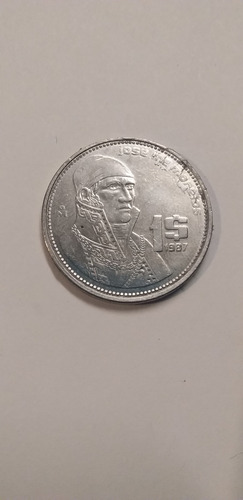 Moneda 1 Peso De Acero Inoxidable 1987 Morelos
