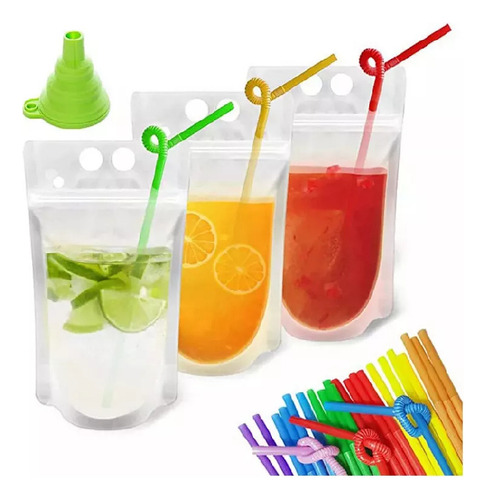 Bolsa De Bebida Desechable Transparente De 100 Piezas Con