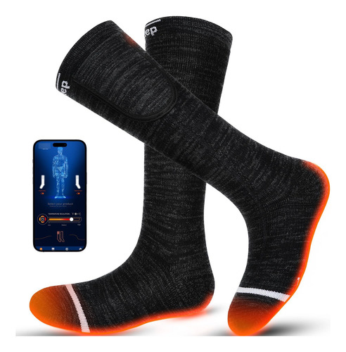 Calcetines Térmicos Eléctricos Modelo Recargables Negro-gris Diseño De La Tela Talle