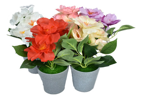 Planta Artificial Flores Camellia Decorativas 3 Piezas