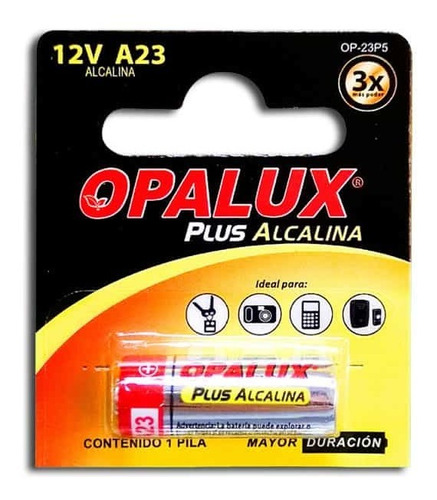 Pila Alcalina A23 Plus 12v Set 5 Und Op-23p5 Opalux