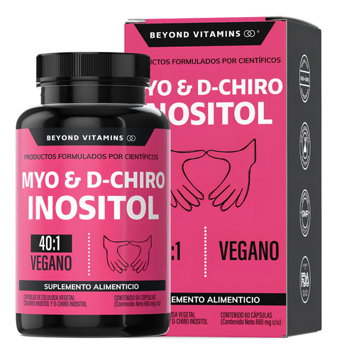 Inositol Capsulas 40:1 | Myo Y D-chiro Inositol 100% Puro Premium En Cápsulas Beyond Vitamins | Sin Sabor | Myo Inositol - Myo Y D-chiro Inositol Vegano | Vitaminas Mujer - 60 capsulas