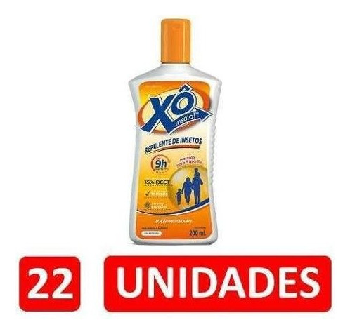 22x Repelente Xô Inseto Hidratante Não Oleoso 15% Deet 200ml