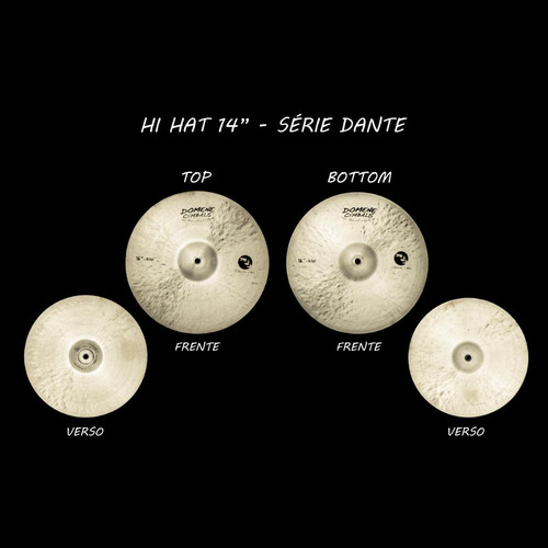 Par Chimbal Hi-hats Domene Cymbals Dante 14 Pol. Bronze B20 Cor Dourado