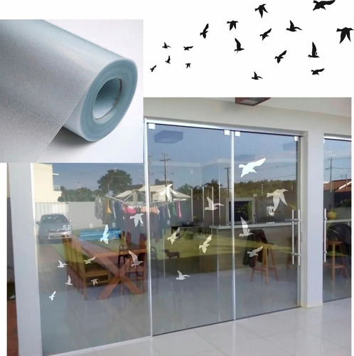 Imagem 1 de 1 de Kit Pássaros Adesivo Jateado Porta - 120cm De Largura