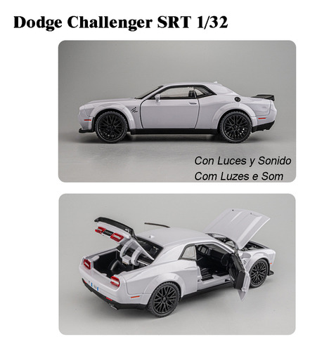 Dodge Challenger Srt Hellcat Redeye Miniatura Metal Car 1/32