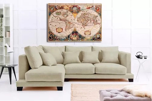 Mapa Antiguo Lámina Lona Mate #90 - 120 X 85 Cm