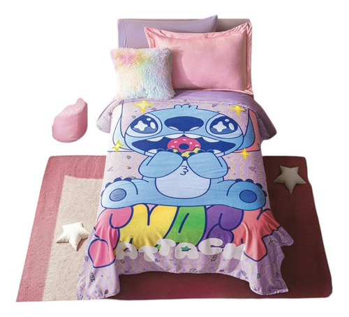 Cobertor Ultrasuave Individual Stich Cute Concord Color Multicolor