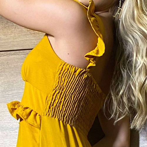 Imagen 4 de 5 de Vestido Largo Color Mostaza R20351 Mujeron