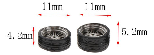 4 Piezas 11mm Llanta Rueda De Neumático Para 1/64 Modelo B3