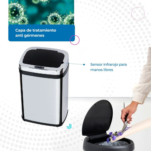 Imagen 5 de 10 de Cesto De Residuos Mio Rectangular Automático 30lts Full