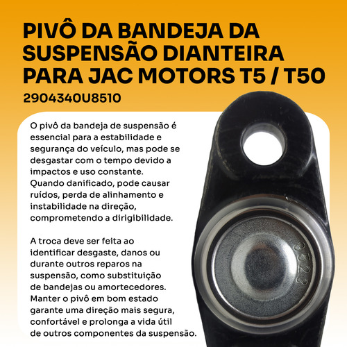Kit 2x Pivô Bandeja Suspensão Dianteira Jac T50 1.6 16v