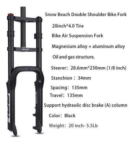 Horquilla De Suspension Para Mtb 135mm Tubo Direccion 1-1/8
