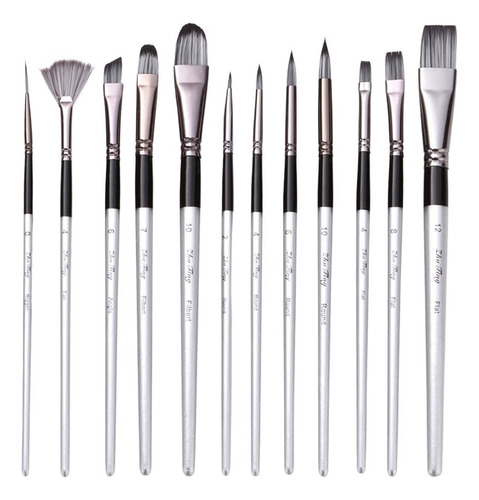 Set De Pinceles De Nailon Con Detalles De Pintura Gouache, S