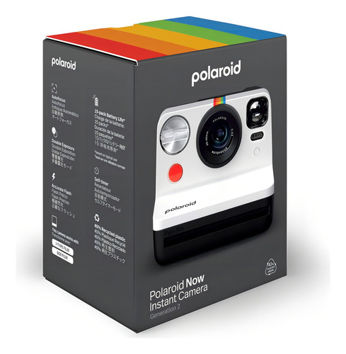 Cámara Instantánea Polaroid Now Gen2 E-box(blanco/negro) Color Negro