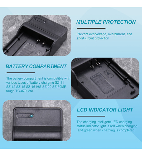 Cargador Usb De Batería De Cámara Li-50b Para Olympus Tough-