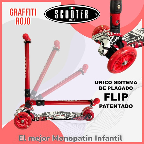 Monopatin Graffiti 4 Ruedas Scooter Italy Original Plegable