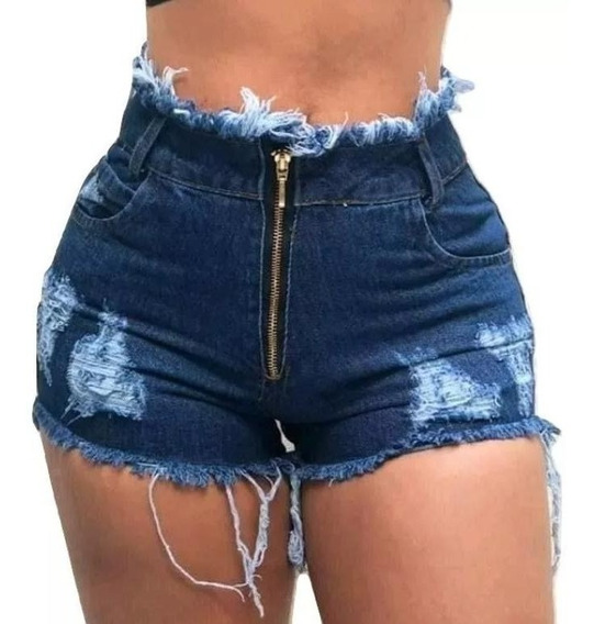 short jeans cintura alta desfiado mercado livre