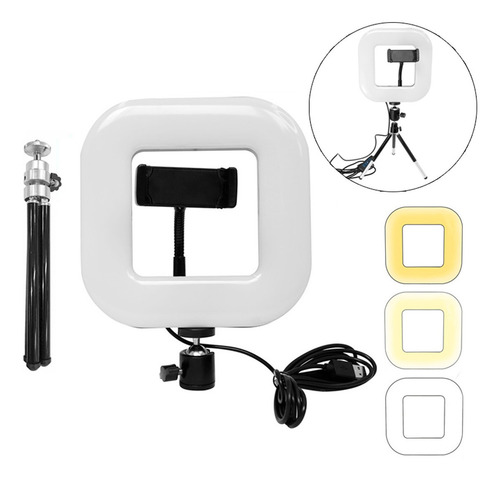 Iluminador Tripé Mesa Luz Led Quadrado Selfie Make 7 Pol D21