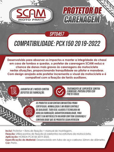 Protetor Motor Carenagem Honda Pcx 150 2019 Em Diante Scam